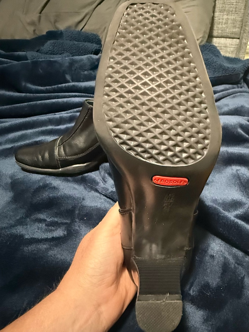 AEROSOLES Women’s Black Leather Slip-On Ankle Boot